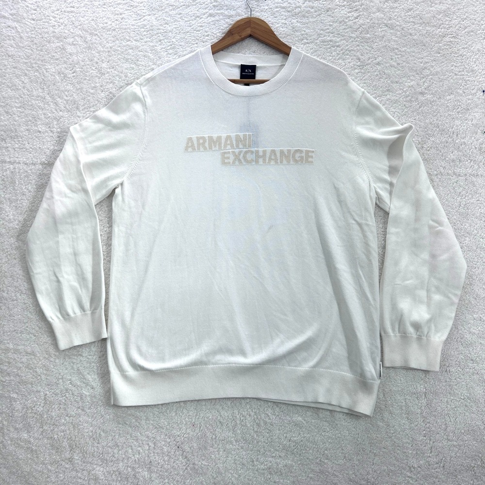 New Armani Exchange Sweater Men's‎ XL Off White Long Sleeve Style  XM001260 - Picture 1 of 14